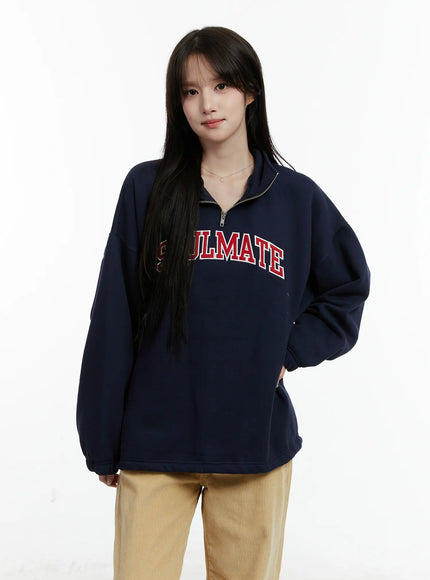 Graphic Pullover Quarter-Zip Sweatshirt CD523