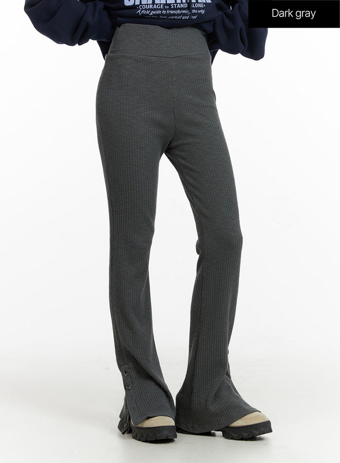 buttoned-bootcut-slim-sweat-pants-cf415 / Dark gray