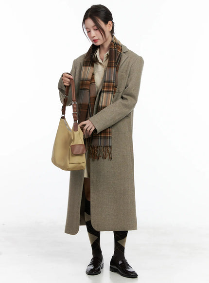 garnet-wool-blended-chester-long-coat-cn518 / Dark green