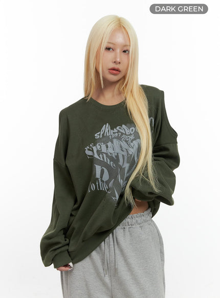 comfy-graphic-print-sweatshirt-cs426 / Dark green