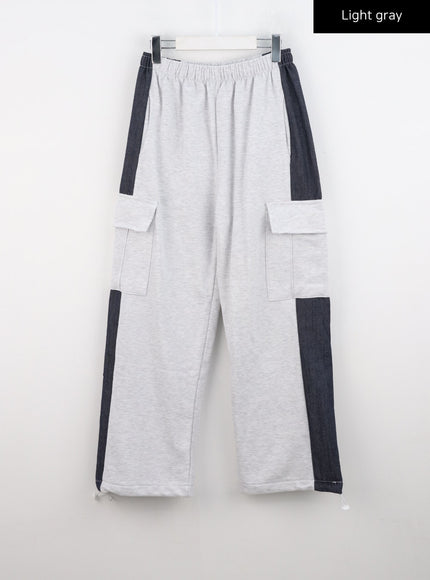color-block-cargo-pants-unisex-cn321 / Light gray