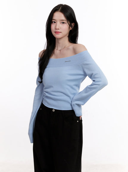 Elegant Off-Shoulder Crop Sweater CM527