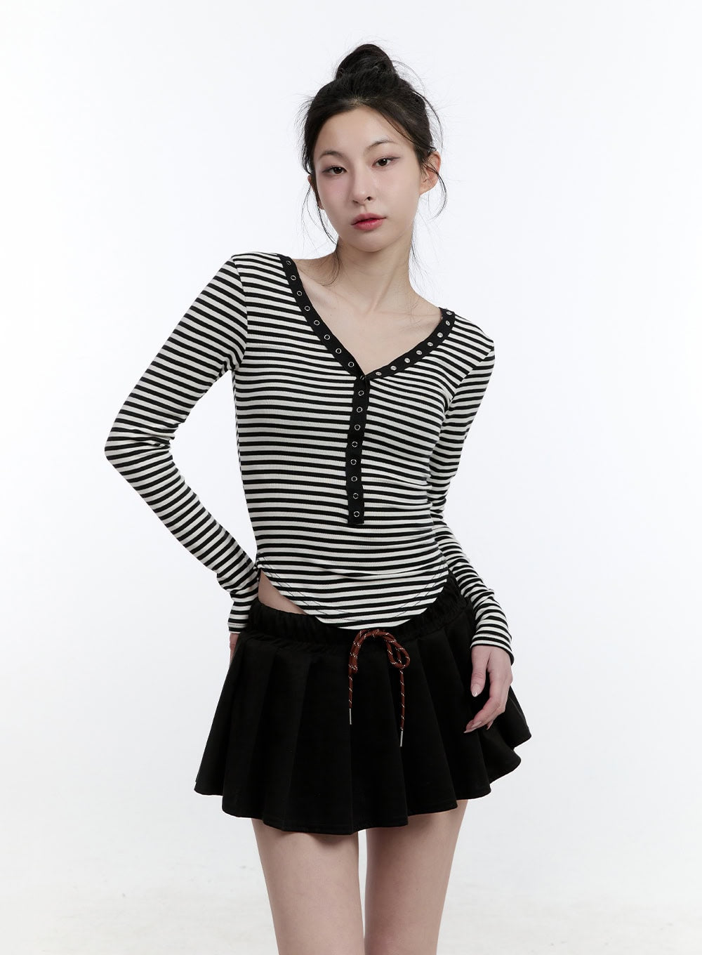 striped-slim-fit-buttoned-top-cj522