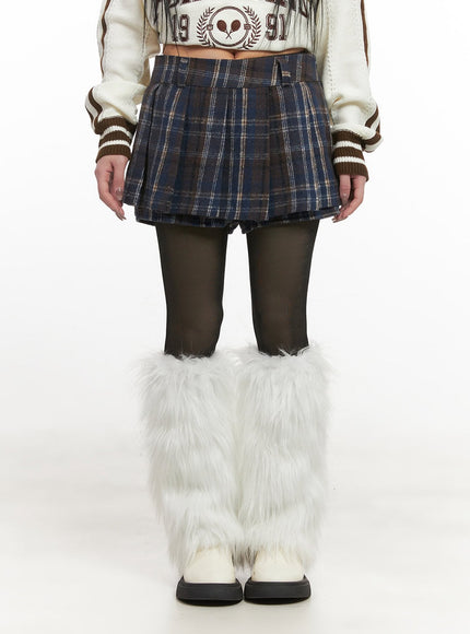 checkered-winter-pleated-mini-skirt-cj516