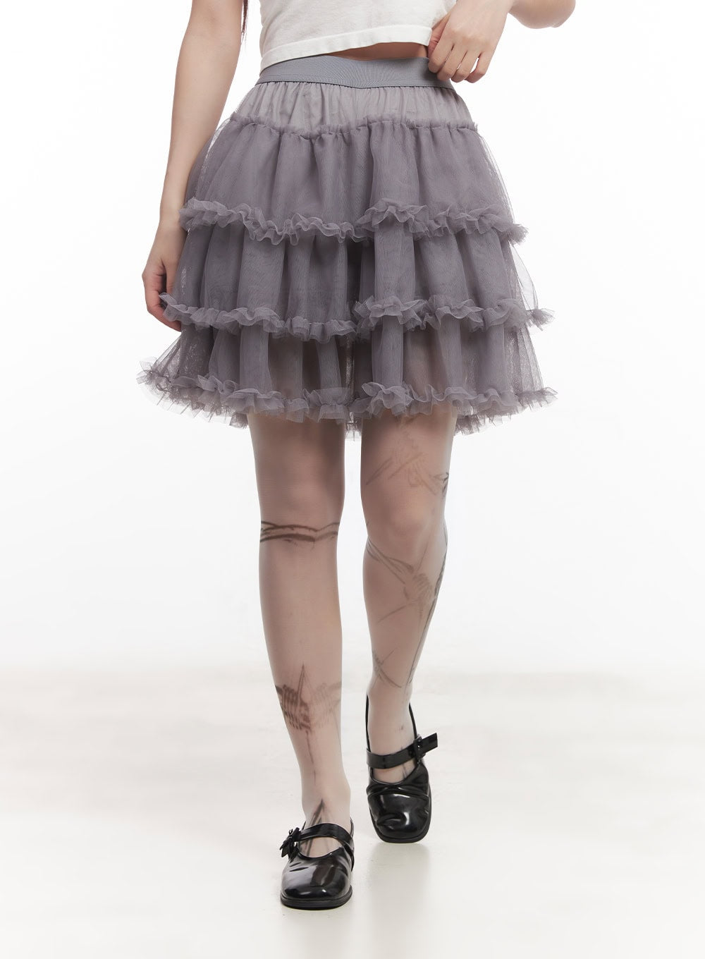 Tiered Ruffle Tulle Midi Skirt CM528