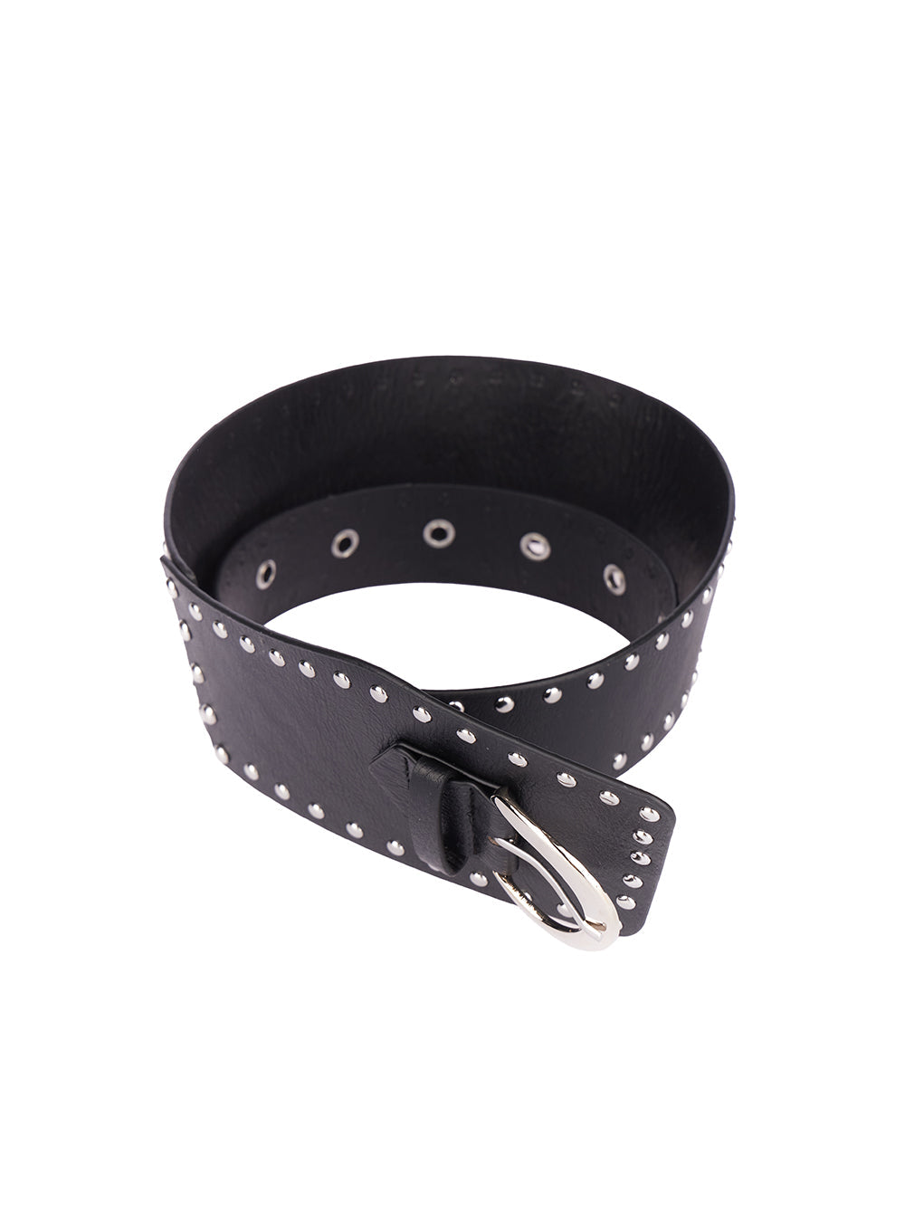 Studded Buckle Faux-Leather Belt CF513