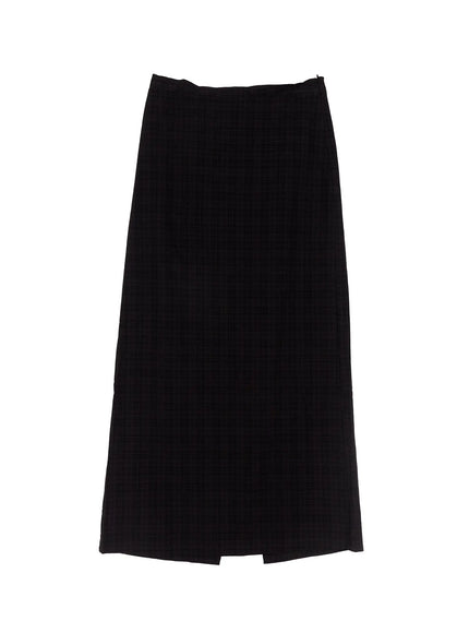 plaid-maxi-skirt-cc1809 / Black