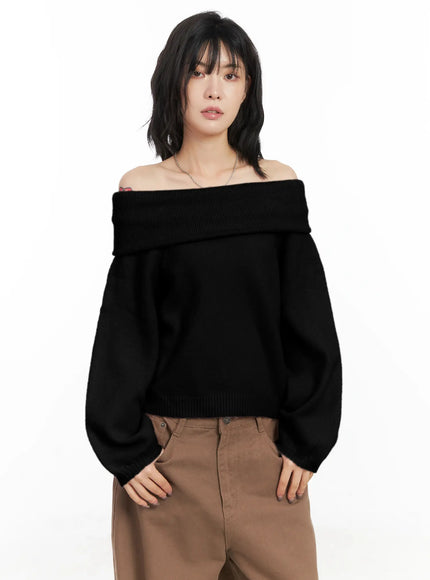 Cozy Off-Shoulder Knit Sweater CN528