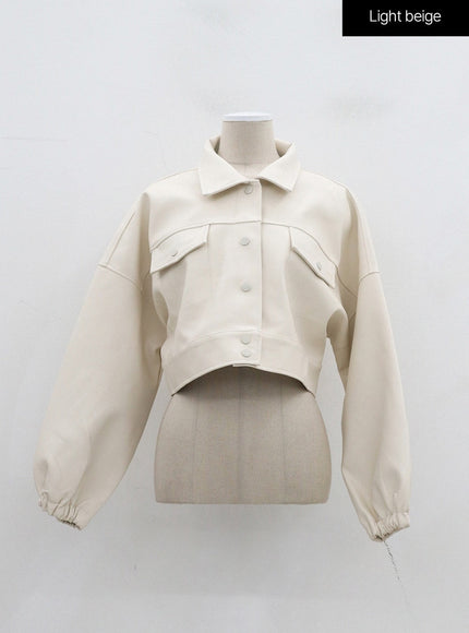 Faux Leather Cropped Jacket OF301