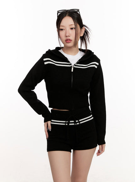 Knitted Striped Zip-Up Hoodie CM507