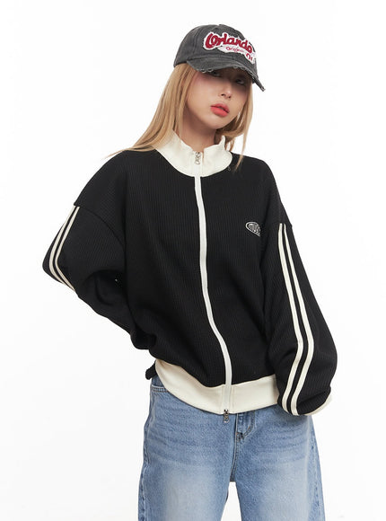 Embroidered Knit Zip-Up Track Jacket CM506