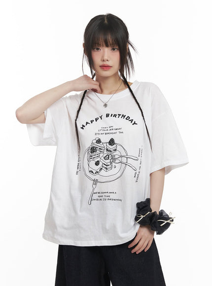 Birthday Graphic Oversized T-Shirt CF518