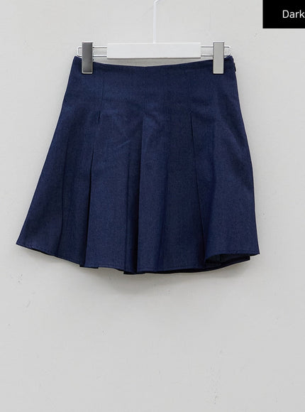 Pleated Denim Mini Skirt CJ08
