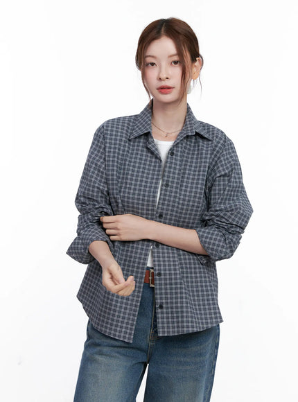 casual-plaid-button-down-shirt-cg520 / Dark blue