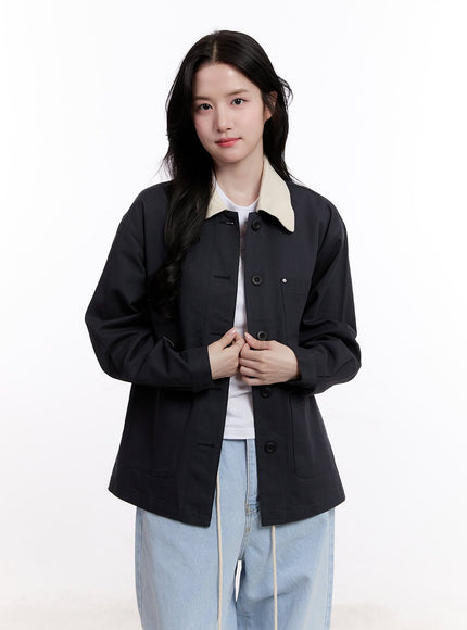 oversized-two-tone-collared-jacket-cm526 / blue