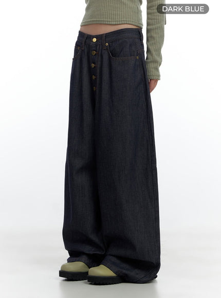etta-buttoned-non-fade-denim-jeans-cs420 / Dark blue