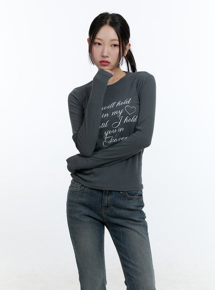 cotton-blend-long-sleeve-top-cd420 / Dark gray