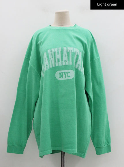 Lettering Print Oversize Long Sleeve T-Shirt Unisex CN21