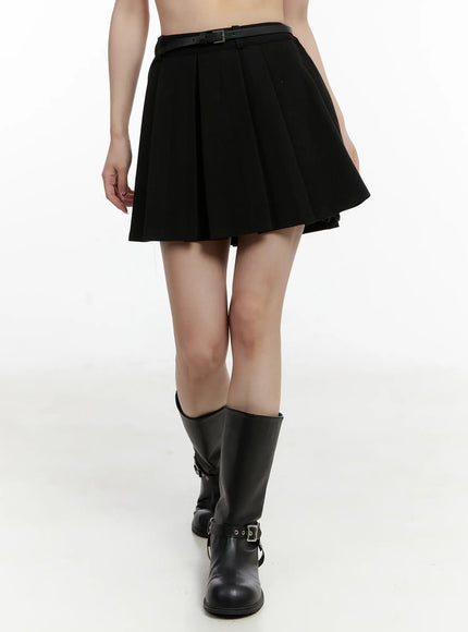 belted-pleated-mini-skirt-cd523