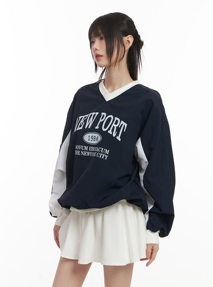 Graphic V-Neck Track Sweatshirt CF519