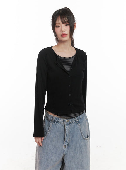 striped-layered-buttoned-cardigan-cj528