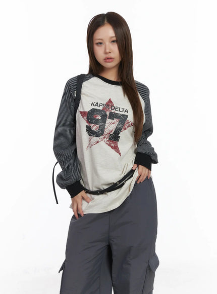 Raglan Stripe Graphic Long Sleeve CJ512