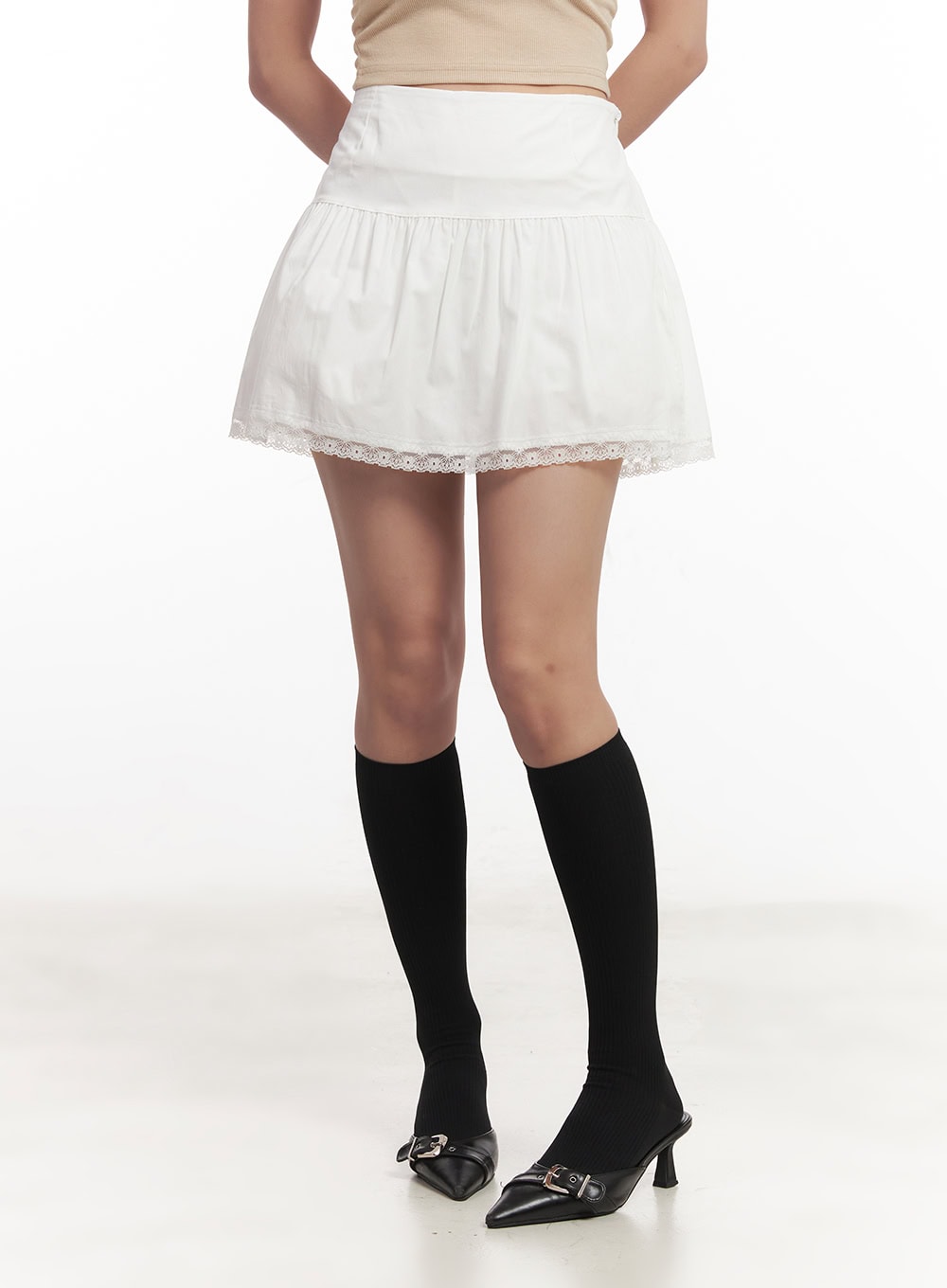 Shirred Lace Mini Skirt CM531