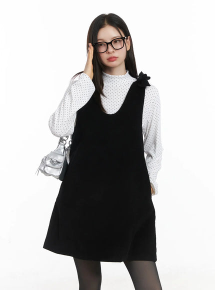 velvet-bow-detail-mini-dress-cj506