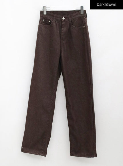 Washed Dark Brown Straight Fit Pants OG24