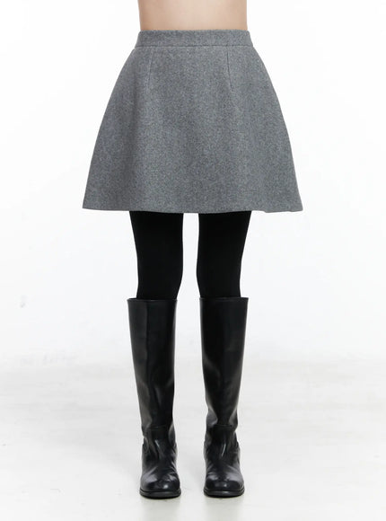 wool-blended-a-line-mini-skirt-cn518 / Gray