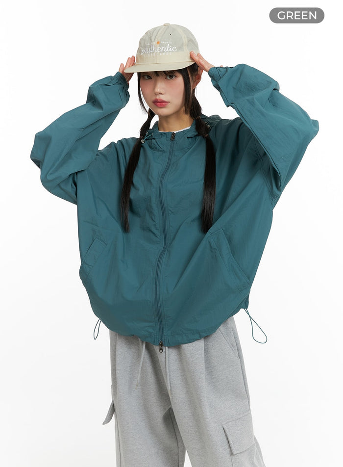 basic-oversized-nylon-jacket-cf423 / Green