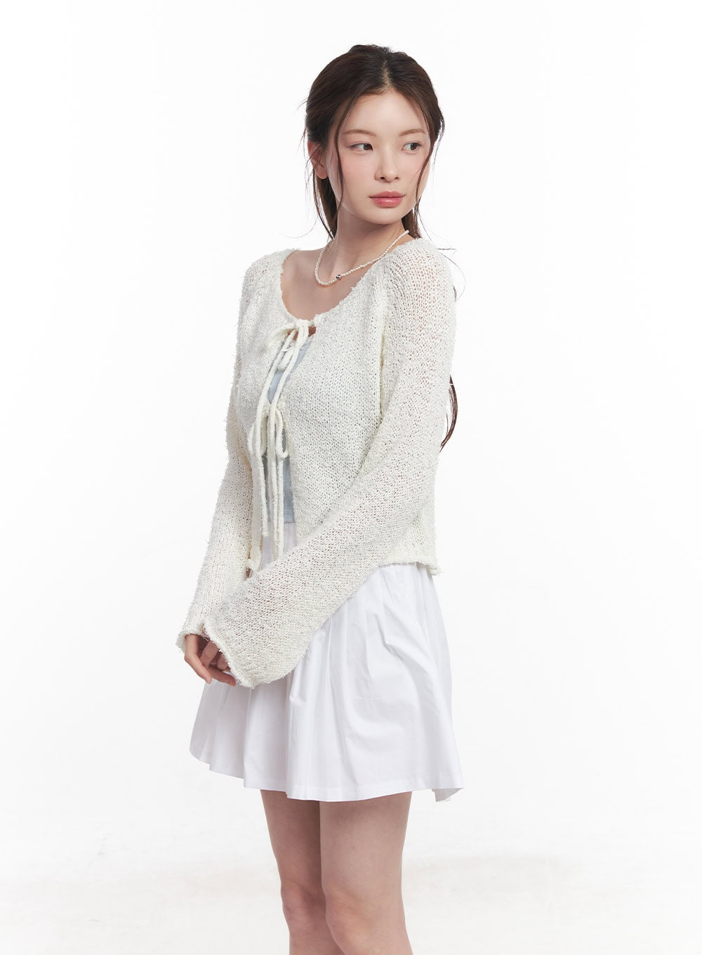 ribbon-tie-loose-fit-cardigan-cy519 / White