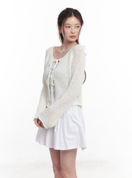 ribbon-tie-loose-fit-cardigan-cy519 / White