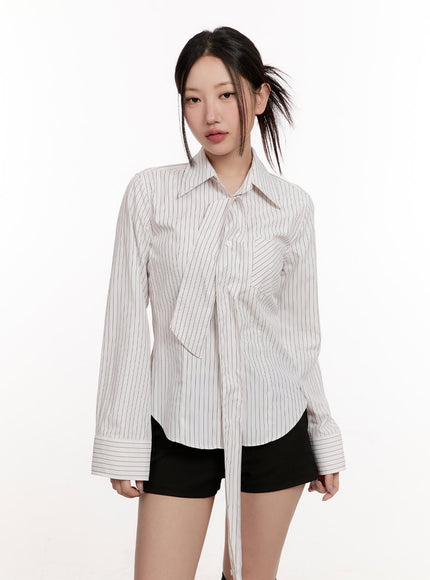 Striped Tie Collared Shirt CM510