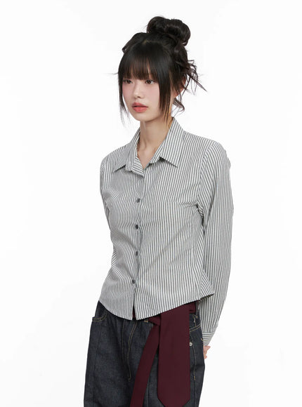 Plaid Button-Up Crop Shirt CG518