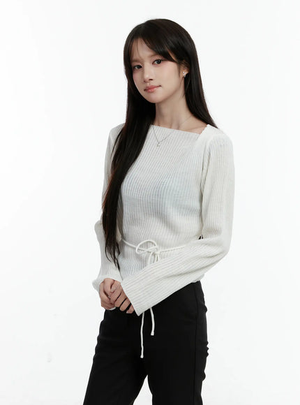 Asymmetrical Boat Neck Knit Top CD523