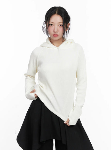 high-neck-layered-hoodie-cn514 / White