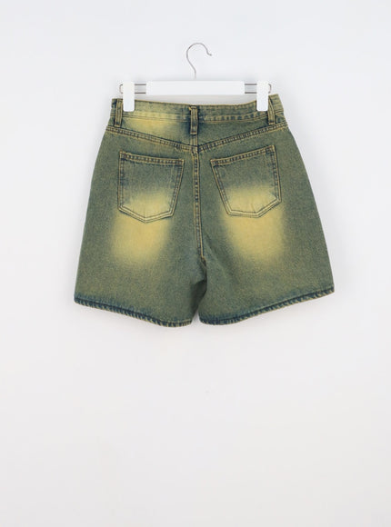 Yellow Wash Denim Shorts CA328