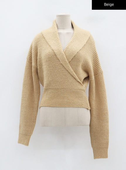 Off-Shoulder V-Neck Crossed Sweater CD19