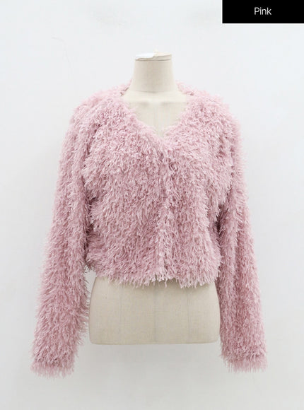 Faux Fur Button Cardigan OD26