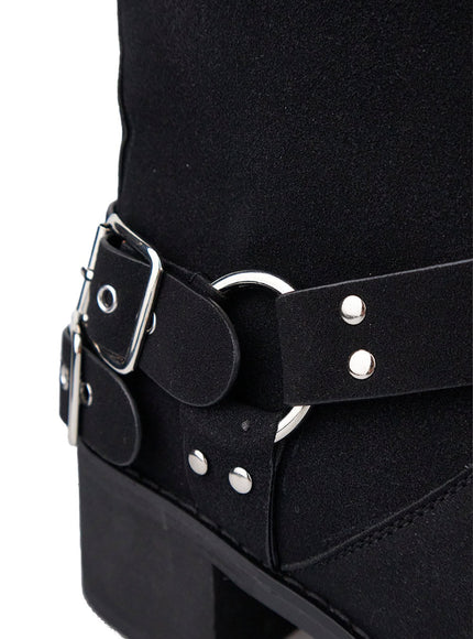 buckle-embellished-faux-leather-boots-co410