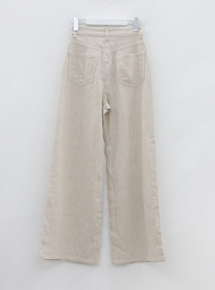 Linen Wide Leg Boot-Cut Pants OU20