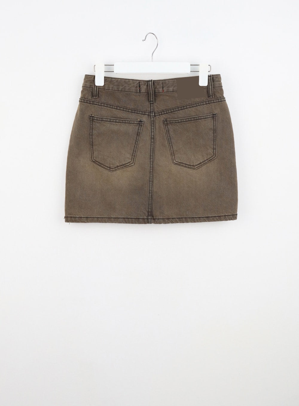 Khaki denim mini sales skirt