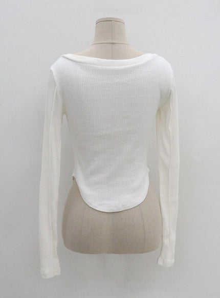 Square Neck Crop Long Sleeve Shirt CG16