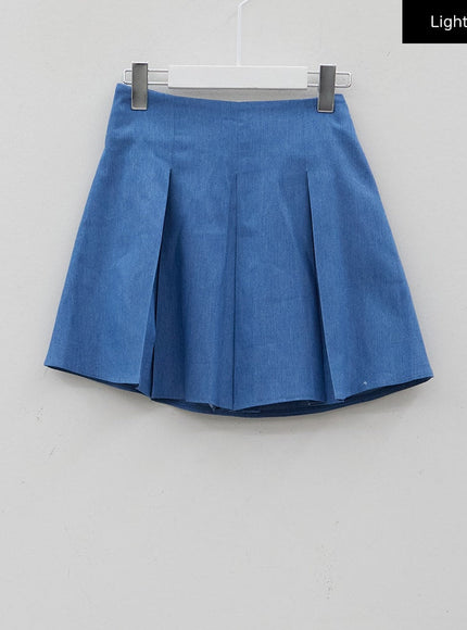 Pleated Denim Mini Skirt CJ08