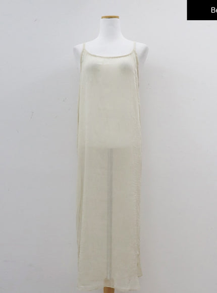 Wrinkle Sheer Cami Maxi Dress CJ08