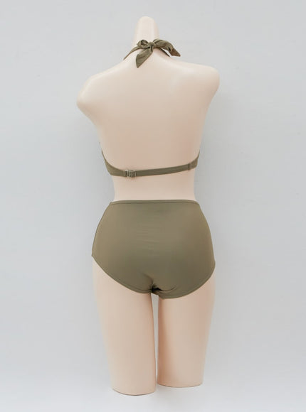 Halterneck Tweed Basic Bikini Set IJ13