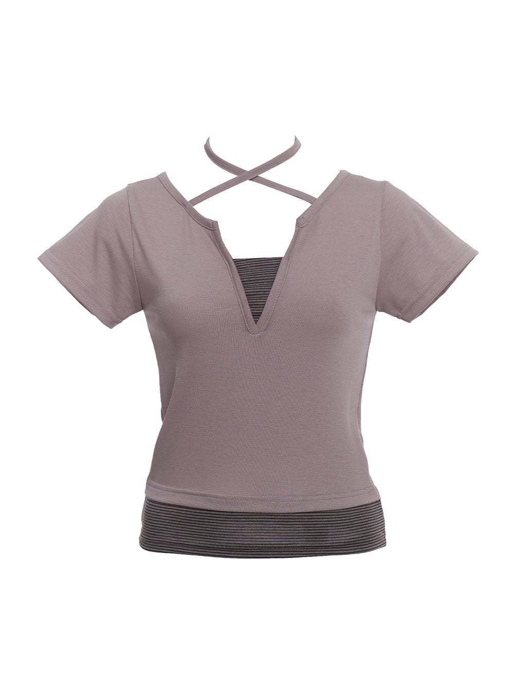 strappy-slit-layered-top-cu520 / Beige