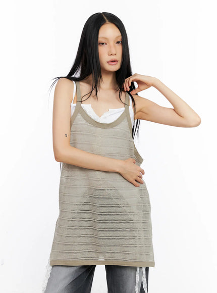striped-sheer-layered-tank-cl529 / Beige