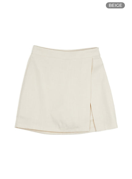 slit-mini-skort-ou413 / Beige